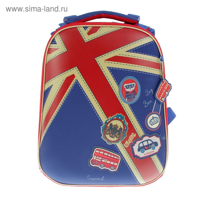 Рюкзак каркасный Hatber 38*28*16 Ergonomic для мальчика «Британский флаг», синий NRk_15008 - Фото 1