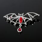 Брошь "Вампир", цвет красный в чернёном серебре - Фото 1