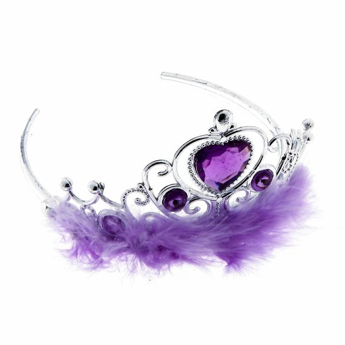 Корона «Леди», с мехом и стразами, фиолетовая - Фото 1