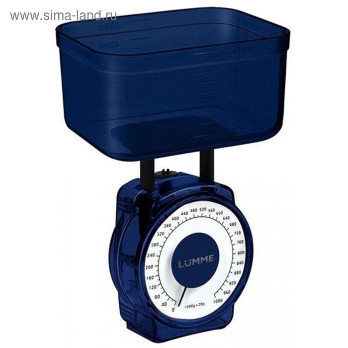 Весы кухонные LUMME LU-1301, механические, до 1 кг, синие - Фото 1