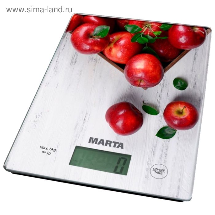 Весы кухонные Marta MT-1634, электронные, до 5 кг, рисунок "Чблоневый сад" - Фото 1