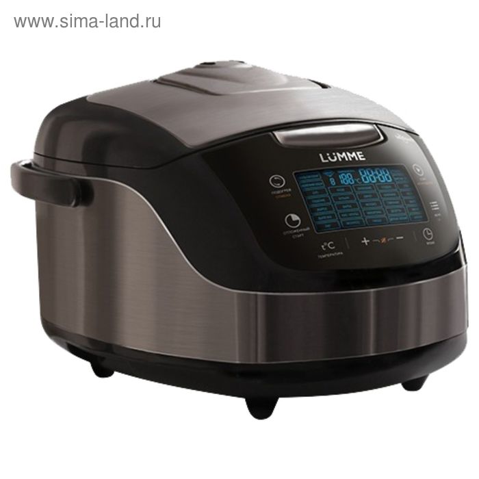 Мультиварка LUMME LU-1445, 860 Вт, 5 л, мультиповар, отложенный старт, черный/сталь - Фото 1