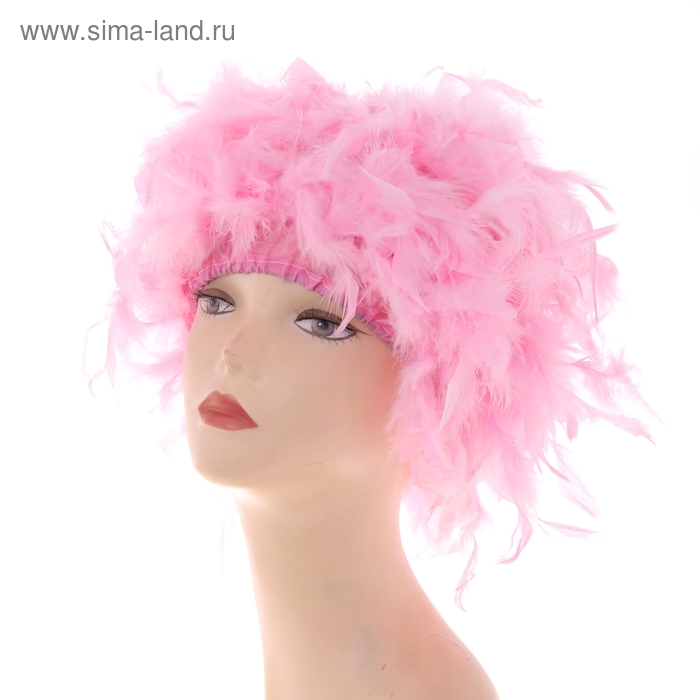 Карнавальный парик перьевой 40 гр, цвет розовый - Фото 1