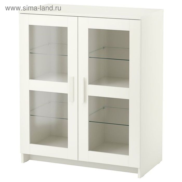 Шкаф с дверями, стекло, цвет белый БРИМНЭС - Фото 1