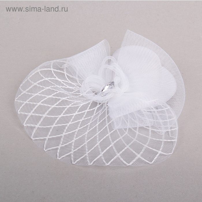 Карнавальный зажим шляпка и вуалетка, цвет белый - Фото 1