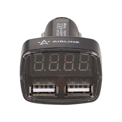Вольтметр в прикуриватель 12-24 В + 2USB 3.1A Airline AVM-d=02