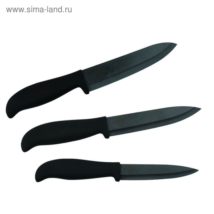 Ножи Bohmann, 3 предмета, керамические, черное лезвие - Фото 1