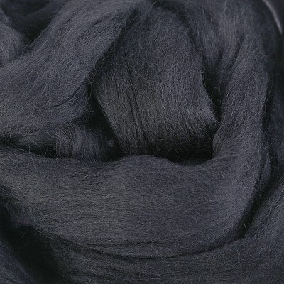 Шерсть для валяния 100% полутонкая шерсть 100гр (0140, черный)