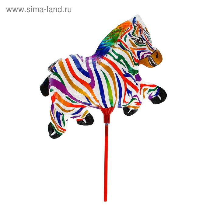 Шар фольгированный 10" "Лошадка", с палочкой, цвета МИКС - Фото 1