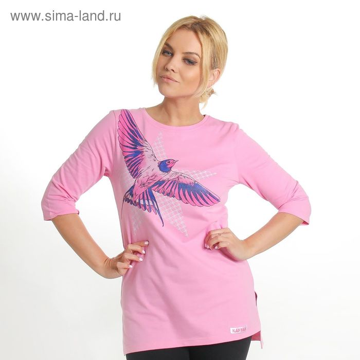 Джемпер удлиненный женский KAFTAN «Птица», цвет розовый, размер XS(42), хлопок 100% - Фото 1