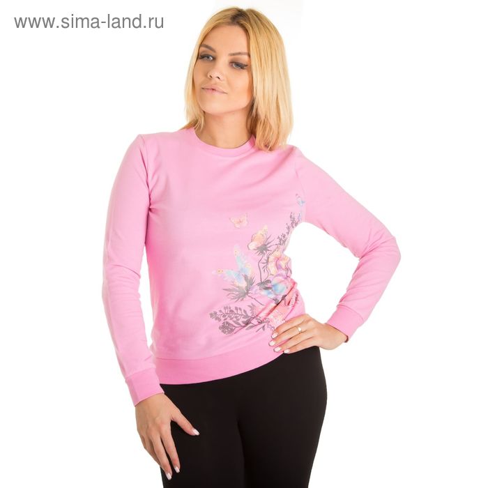 Джемпер женский KAFTAN "Бабочки", цвет розовый, размер S(44), хлопок 100% - Фото 1