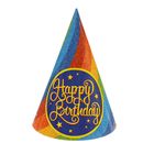 Колпак бумажный "С Днем рождения" радуга (набор 6 шт) - Фото 1