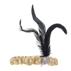 Карнавальная повязка на голову, с перьями, цвет золотой - Фото 1