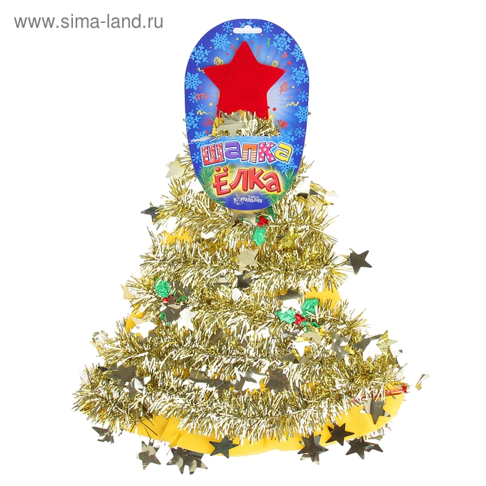 Карнавальная шляпа "Ёлочка", цвет золотой - Фото 1