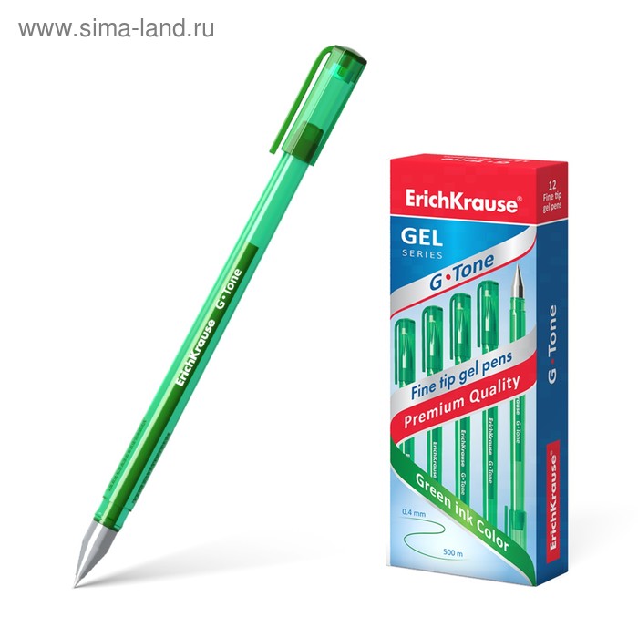 Ручка гелевая G-Tone, узел 0.5 мм, чернила зелёные, длина линии письма 500 метров - Фото 1
