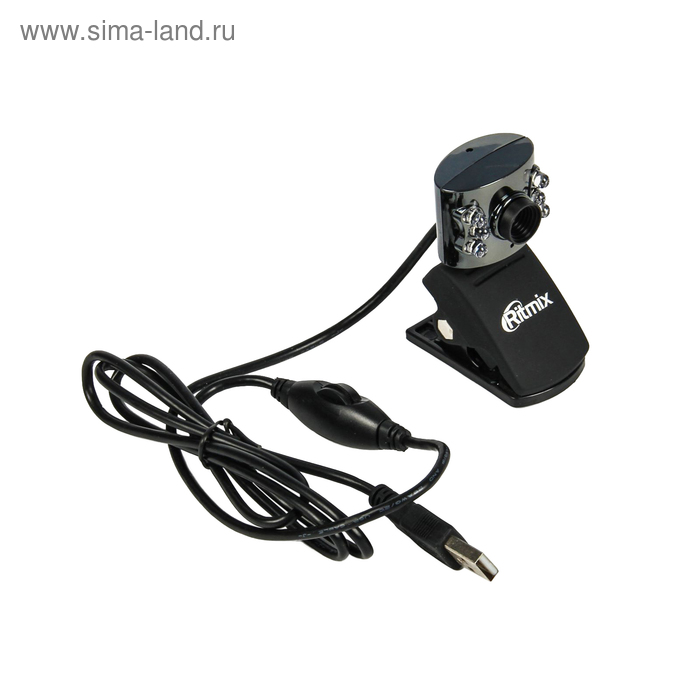 Веб-камера Ritmix RVC-017M, 1.3 Мп, 1280х1024, микрофон, черная - Фото 1