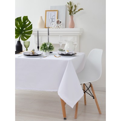 Скатерть "Этель" 150х150 см, однотонная цвет белый, пл. 192 г/м2, хл. с ГМО