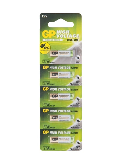 Батарейка алкалиновая GP Mercury Free, А27 (27A, MN27)-5BL, 12 В, блистер, 5 шт.