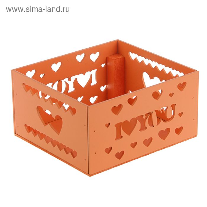 Подарочный ящик "Сердечки", оранжевый, 18 х 15,5 х 9 см - Фото 1