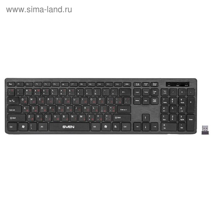 Клавиатура Sven Elegance 5800 Wireless, беспроводная, мембранная. 106 клавиш, USB, черная - Фото 1