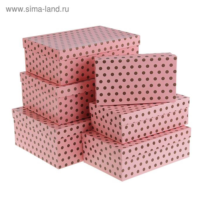 Набор коробок 6в1 "Горох на розовом", 35 х 25 х 12.5 - 23 х 13 х 7.5 см - Фото 1
