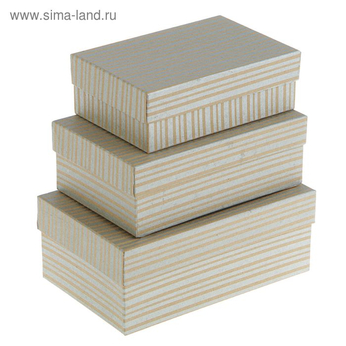 Набор коробок 3 в 1 "Полосы серебряные", 19 х 12 х 7.5 - 15 х 10 х 5 см - Фото 1