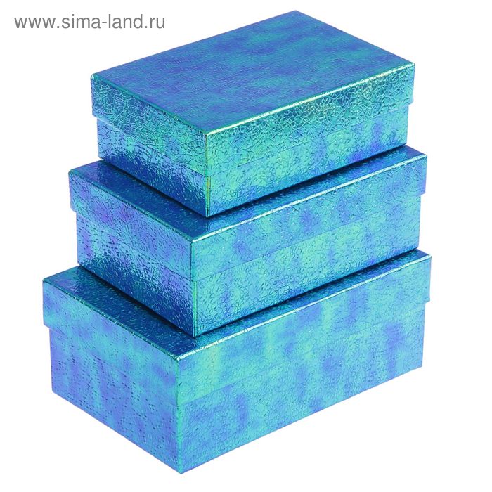 Набор коробок 3 в 1 "Перламутр синий", 19 х 12 х 7.5 - 15 х 10 х 5 см - Фото 1