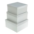 Набор коробок 3 в 1 "Серебрянные линии", 25.5 х 25.5 х 13 - 21.5 х 21.5 х 11 см - Фото 1