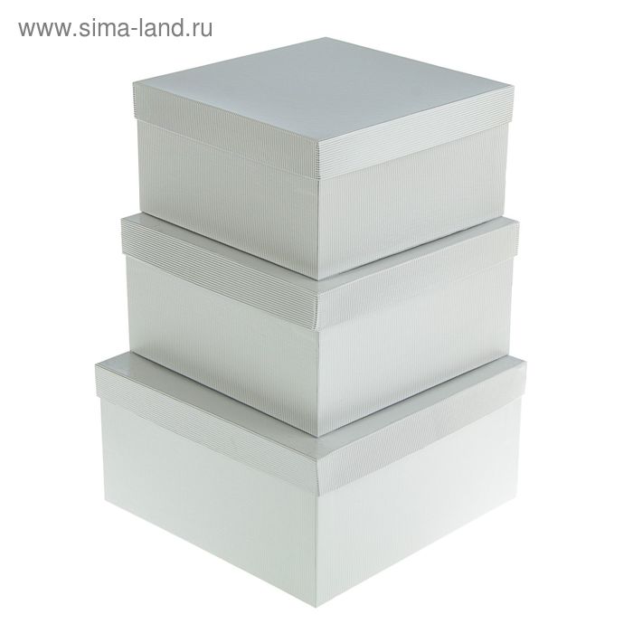 Набор коробок 3 в 1 "Серебрянные линии", 25.5 х 25.5 х 13 - 21.5 х 21.5 х 11 см - Фото 1