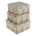 Набор коробок 3 в 1 "Шотландка светлая", 25.5 х 25.5 х 13 - 21.5 х 21.5 х 11 см - Фото 1