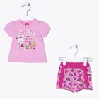 Комплект детский (футболка, шорты), рост 80 см, цвет розовый - Фото 1