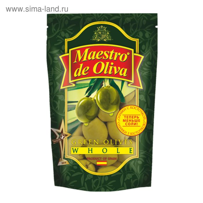 Оливки с косточкой Maestro de Оliva, дой пак 190 г - Фото 1