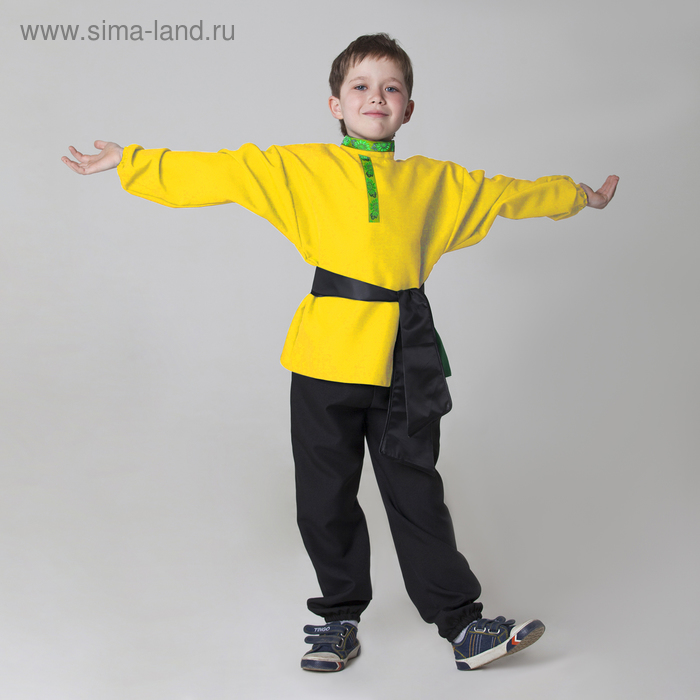 Детская рубаха с кушаком, цвет жёлтый, 6-7 лет - Фото 1