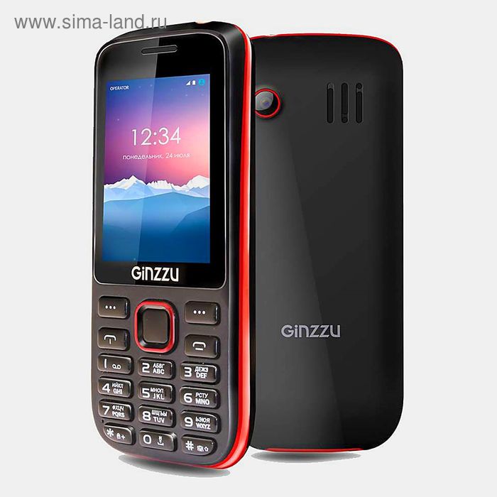Сотовый телефон GINZZU M201 Black Red 2sim, 2,4", 1,3Mp, Flash, MP3, FM - Фото 1
