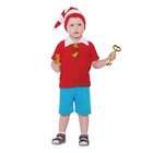 Карнавальный костюм от 1,5-3-х лет "Буратино красный", велюр, колпак, куртка, штаны, рост 92-98 см - фото 8550717