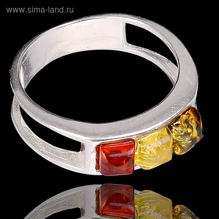 Кольцо посеребрение "Янтарь" дорожка, цвет МИКС, 17,5 р-р - Фото 1