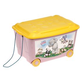 Ящик для игрушек на колёсах с аппликацией Me to you, розовый