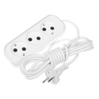 Удлинитель TUNDRA, 3 розетки, 3 м, 10 А, 2200 Вт, ПВС 2х0.5 мм2, без заземления, белый - Фото 1