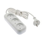 Удлинитель TUNDRA, 3 розетки, 1.7 м, 10 А, 2200 Вт, ШВВП 2х0.5 мм2, без заземления, белый - Фото 2