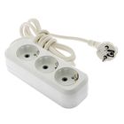 Удлинитель TUNDRA, 3 розетки, 1.7 м, 16 А, 3500 Вт, ПВС 3х0.5 мм2, с заземлением, белый - Фото 1
