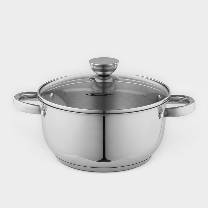 Кастрюля Катунь «Антея», 4 л, d=22 см, капсульное дно, индукция, нержавеющая сталь, AISI - 201 - Фото 1