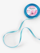 Лента атласная, с золотым люрексом, 6 мм, 23±1 м, голубая №020 - Фото 2