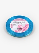 Лента атласная, с золотым люрексом, 6 мм, 23±1 м, голубая №020 - Фото 5