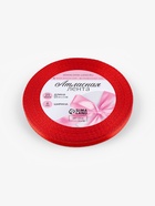 Лента атласная, с золотым люрексом, 6 мм, 23±1 м, красная №026 - Фото 5