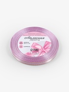 Лента атласная, с золотым люрексом, 6 мм, 23±1 м, сиреневая №044 - Фото 5