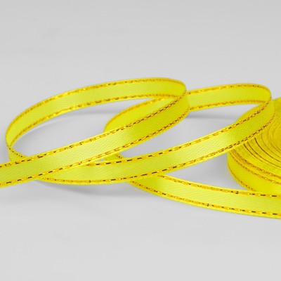 Лента атласная «Золотые нити», 6 мм × 23 ± 1 м, цвет жёлтый №015