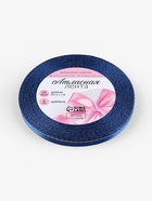 Лента атласная, с золотым люрексом, 6 мм, 23±1 м, синяя №038 - Фото 5