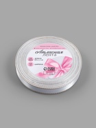 Лента атласная, с золотым люрексом, 15 мм, 23±1 м, белая №001 - Фото 4