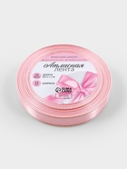 Лента атласная, с золотым люрексом, 15 мм, 23±1 м, розовая №04 - Фото 4