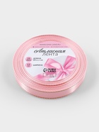 Лента атласная, с золотым люрексом, 15 мм, 23±1 м, розовая №04 - Фото 5